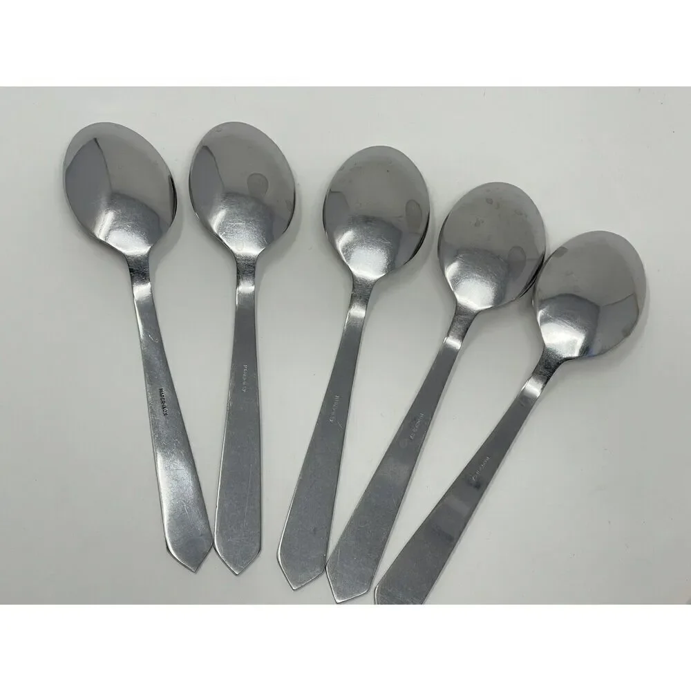 Maper-Inox Stainless Pointed Tip Handle Dinner Place Spoons 8” Set Of 5 MCM